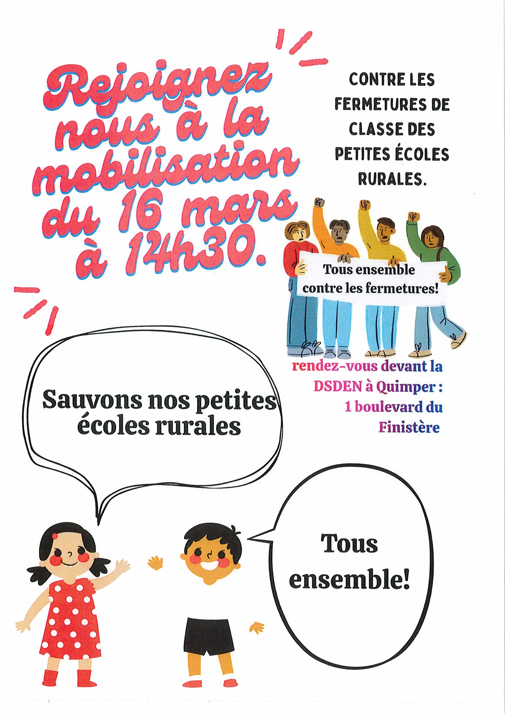 MOBILISATION! SAUVONS NOS ÉCOLES RURALES